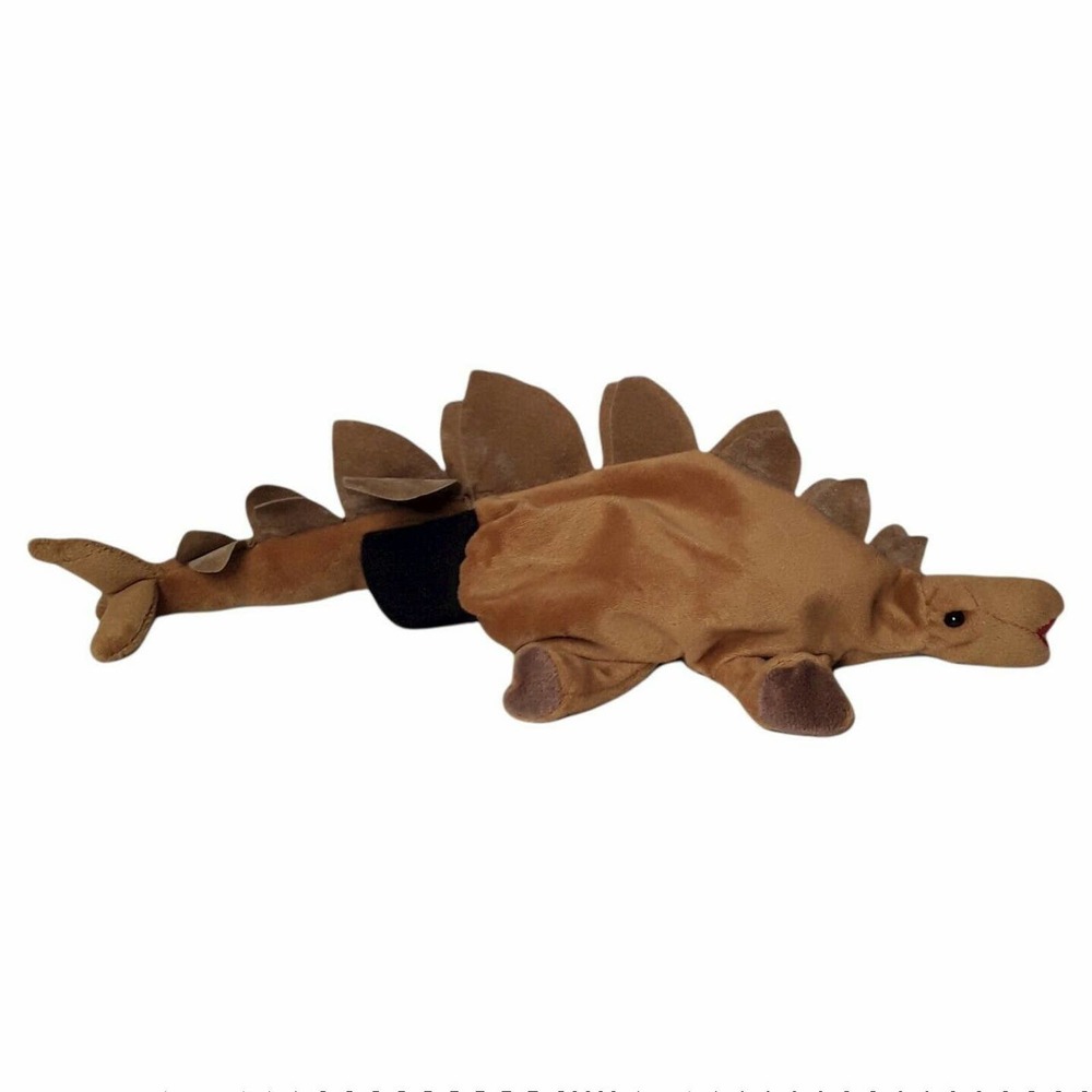 Stegosaurus Dinosaur Brown Hand Puppet Pretend Play Theater Soft Toy Beleduc